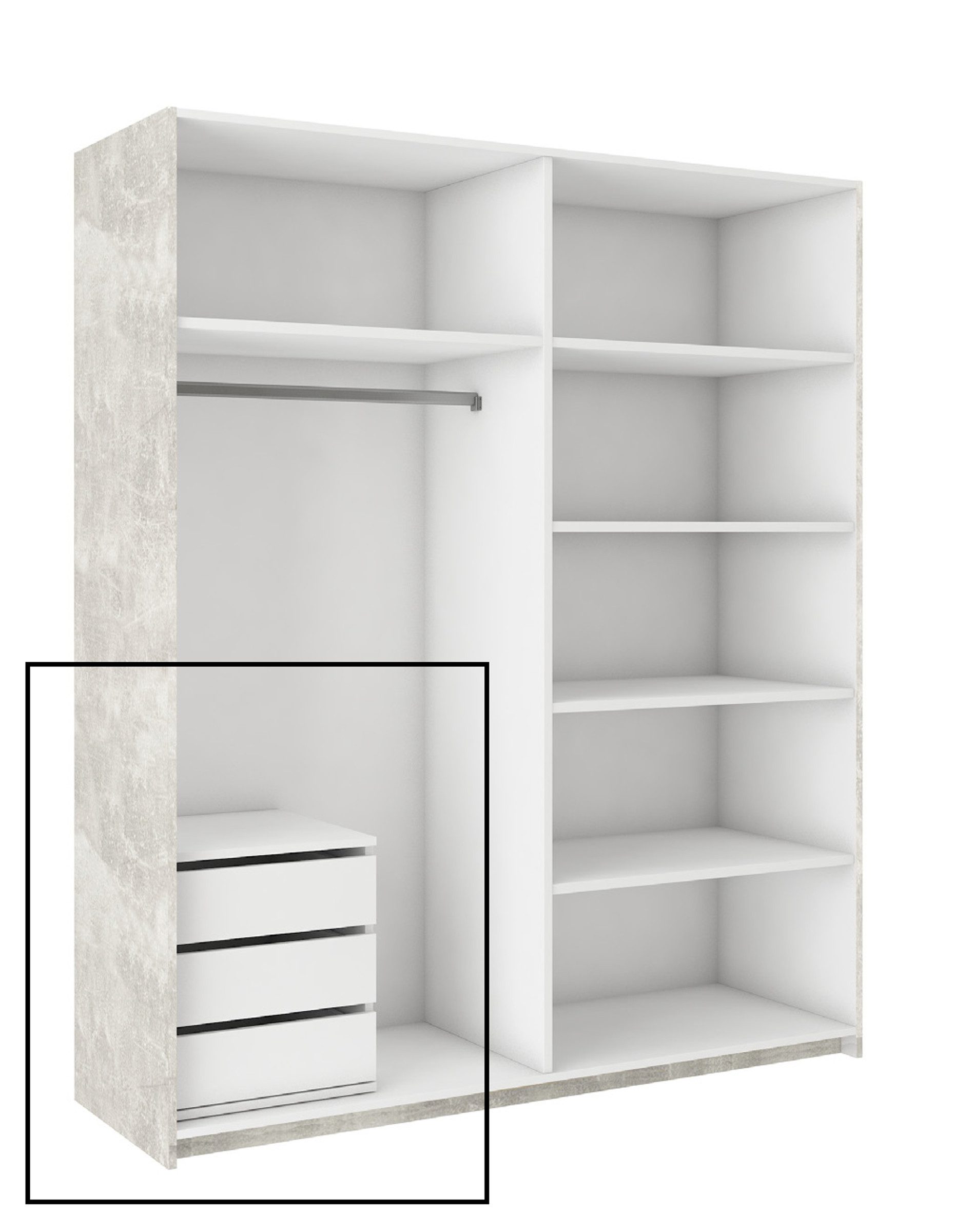 Küchen-Preisbombe Schwebetürenschrank Schubkasteneinsatz mit 3 Schubladen Schrank Kommode Kleiderschrank – Bild 4 von 4