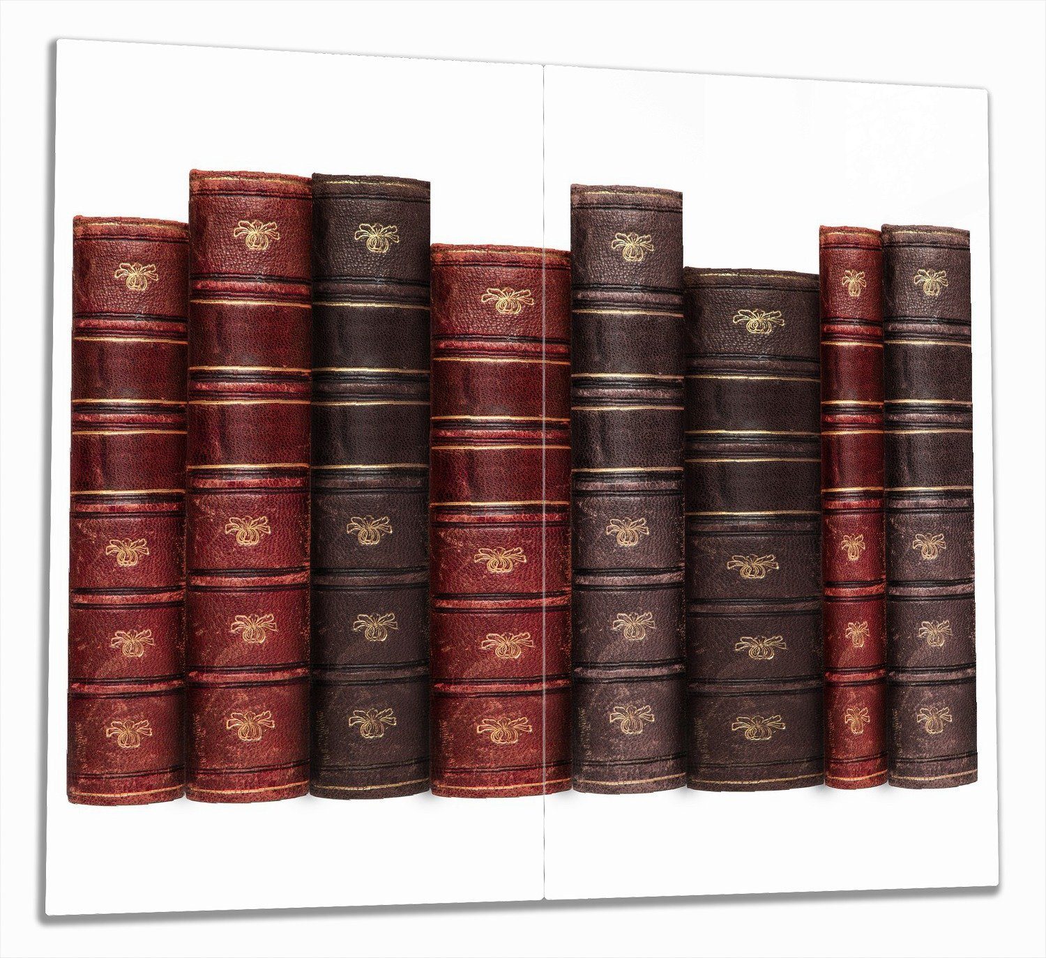 Wallario Herd-Abdeckplatte Alte Bücher mit rotem und braunem Ledereinband, ESG-Sicherheitsglas, (Glasplatte, 2 tlg., inkl. 5mm Noppen), verschiedene Größen