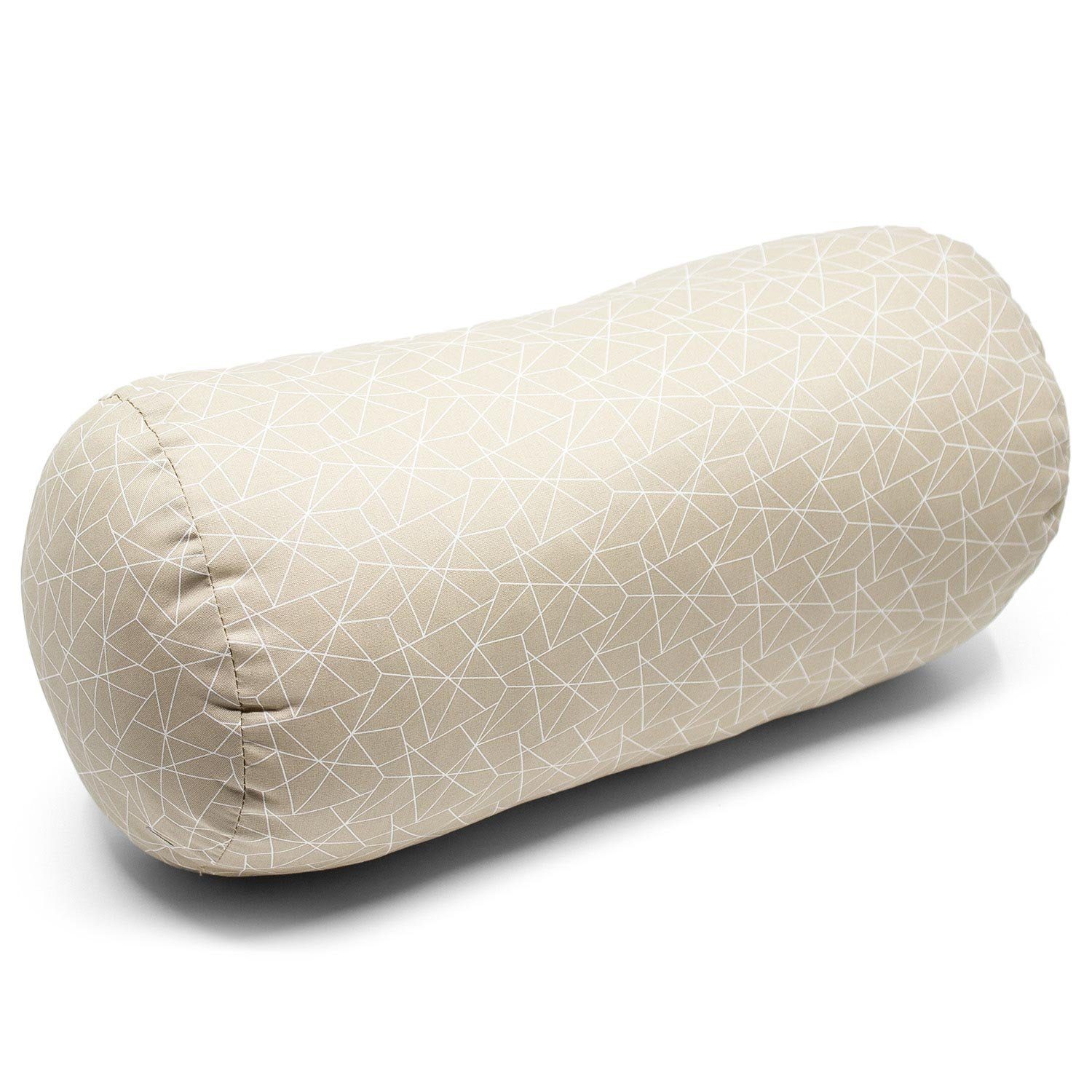 Landwiesen Nackenstützkissen Leserolle Nackenkissen Nackenrolle beige mit Netzmuster 39 x 17 cm, Füllung: 100% HCS Kugelfaser, entlastet Kopf-, Nacken- und Schulterbereich