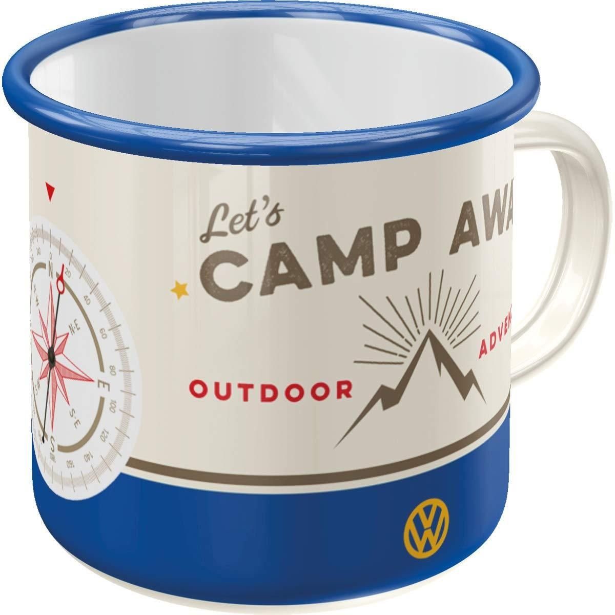 - - Let's VW Emaille-Becher Volkswagen - Away Camp Tasse Nostalgic-Art Bulli