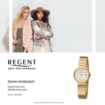 Regent Quarzuhr Regent Damen Analog Uhr F-1203 Metall, (Analoguhr), Damen Armbanduhr rund, klein (ca. 29mm), Metallarmband