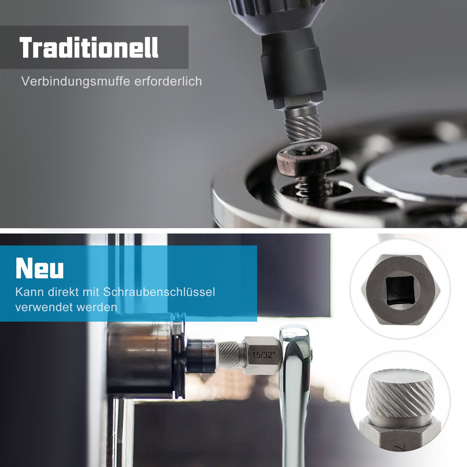 COSTWAY Werkzeugset, (27-tlg), Schraubenausdreher Set mit 3/8-Zoll-Antrieb Blau