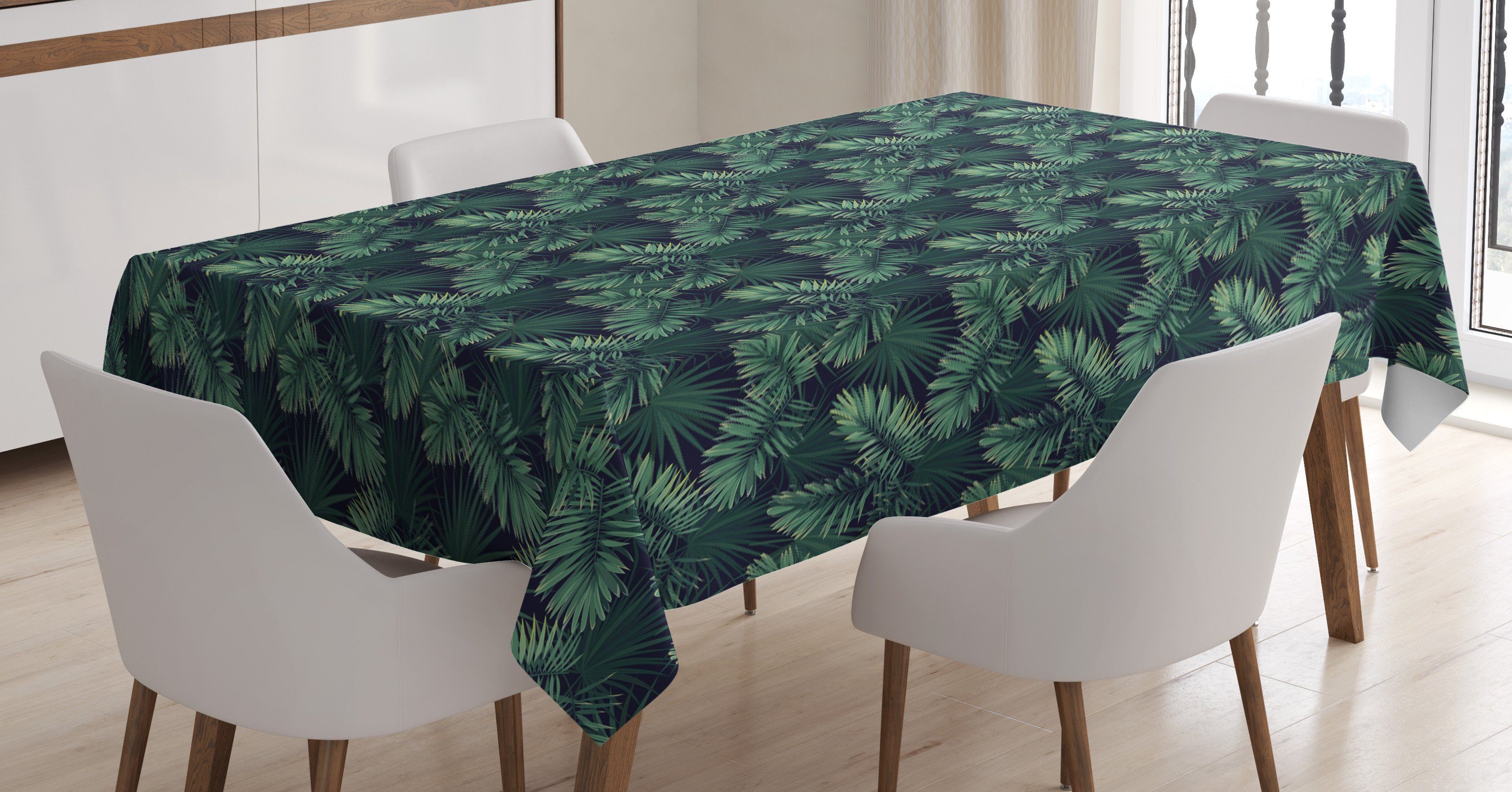 Abakuhaus Tischdecke Farbfest Waschbar Für den Außen Bereich geeignet Klare Farben, Palme Exotische Dschungel Laub Muster