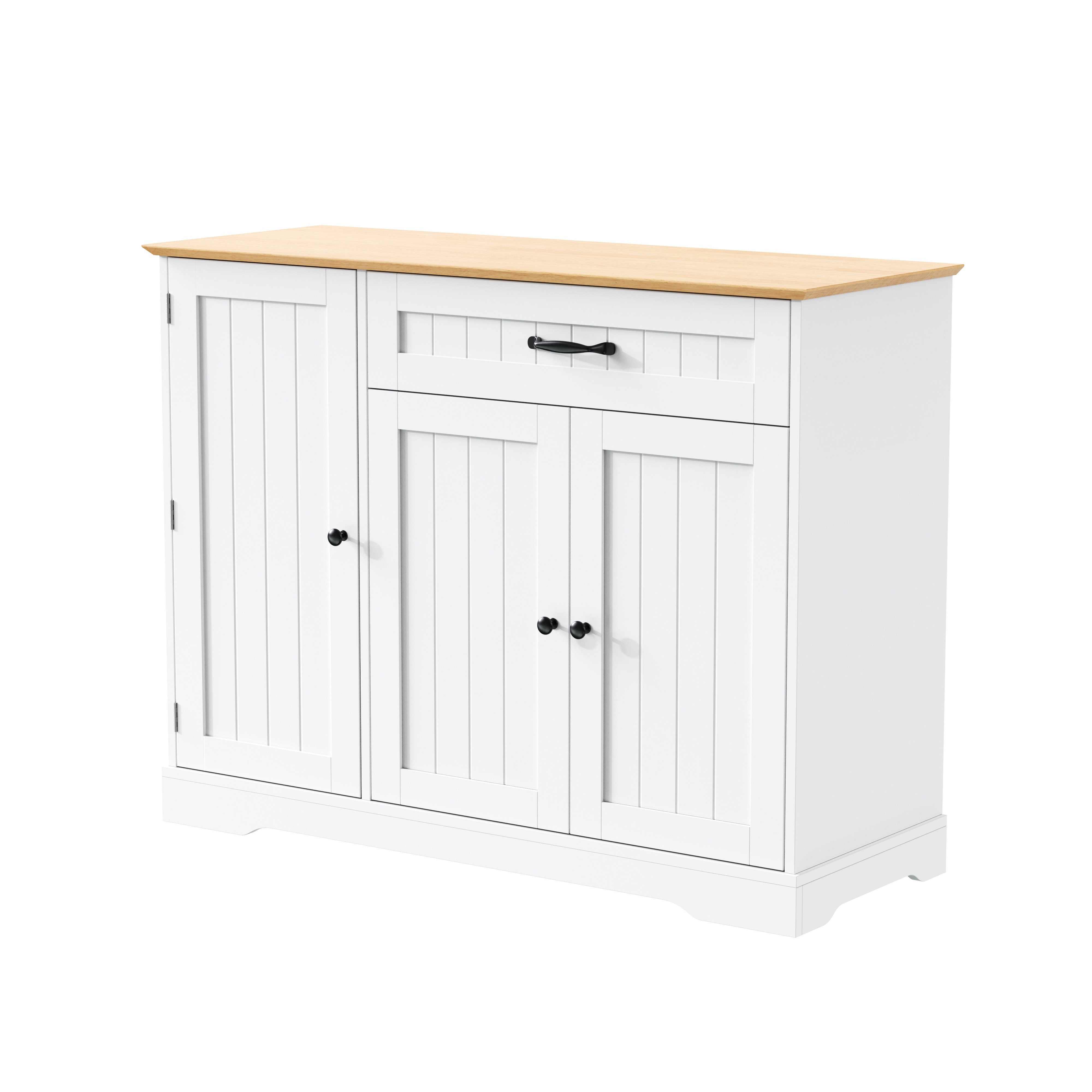 Flieks Kommode Buffetschrank mit Schubladen und Türablagen (1 St., 107x40x84 cm), Mehrzweckschrank Küchenschrank mit verstellbarer Einlegeböden – Bild 5 von 5