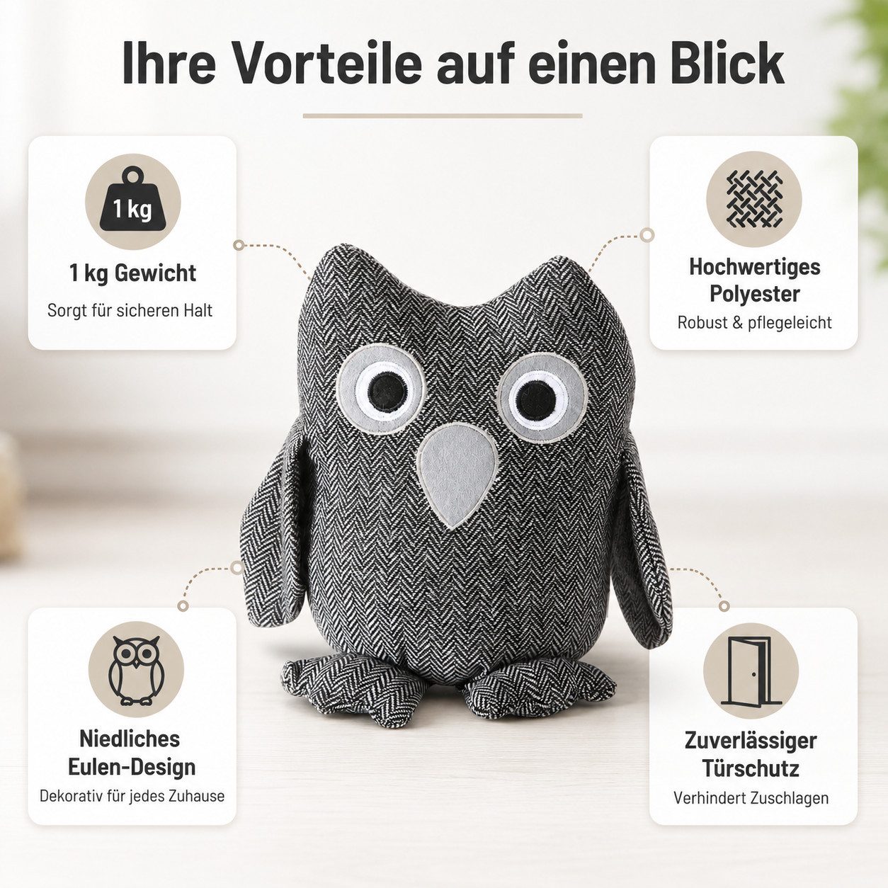 BOLTZE Bodentürstopper Türstopper Eule aus Stoff mit schwerer Füllung Türsack für den Boden (1 St)