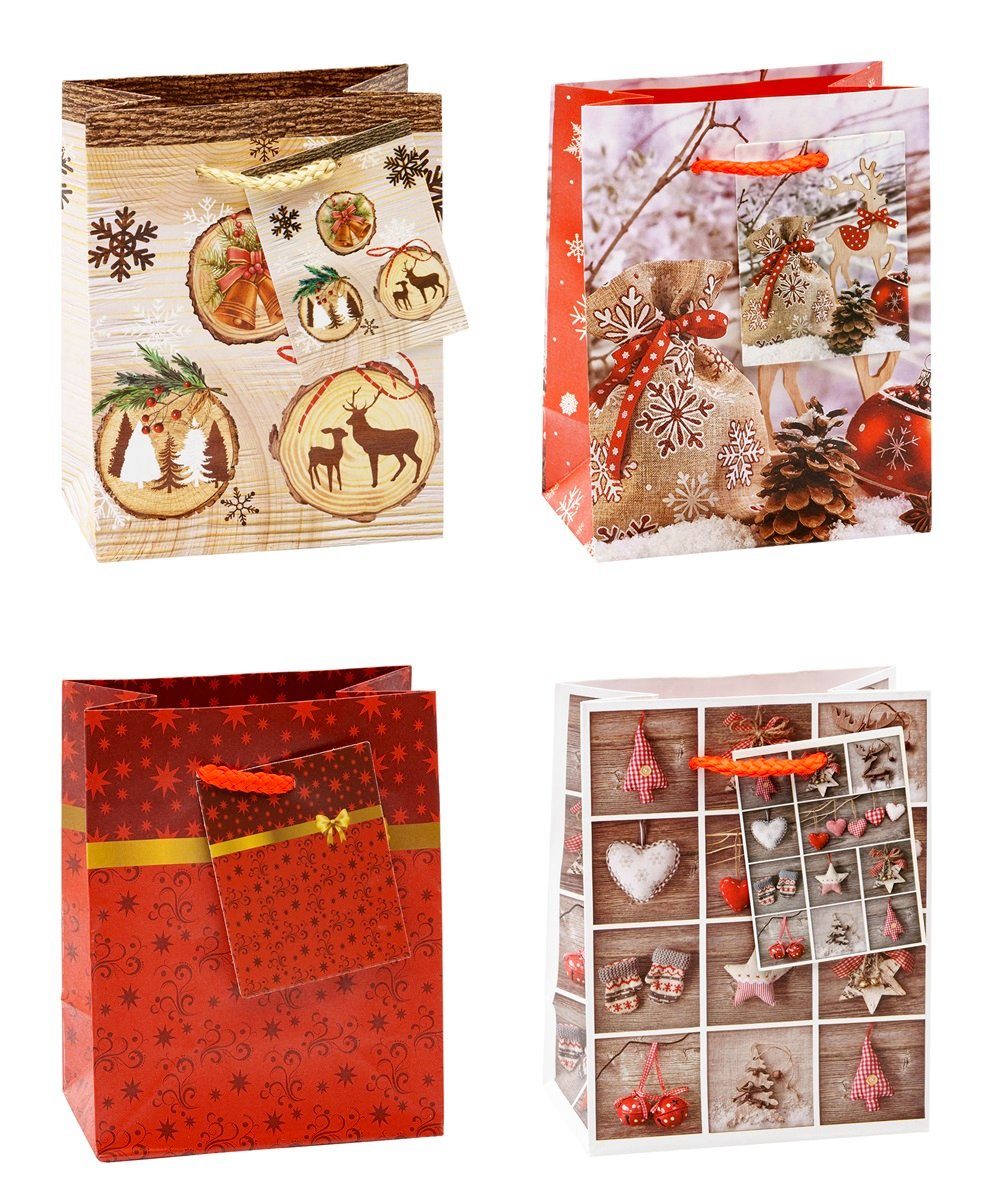 TSI Geschenkpapier 12 Geschenktüten WEIHNACHTEN Serie 9 - klein, Geschenktüte 11 x 6,5 x 14 cm (B x T x H)