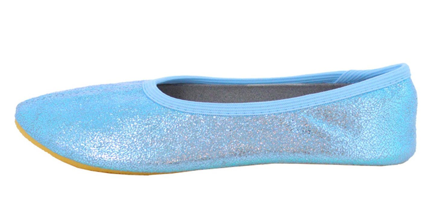 Beck Schläppchen Basic Glitzer Gymnastikschuh (bis Gr. 42 erhältlich, für Sport und Zuhause) mit rutschfester Gummi-Laufsohle