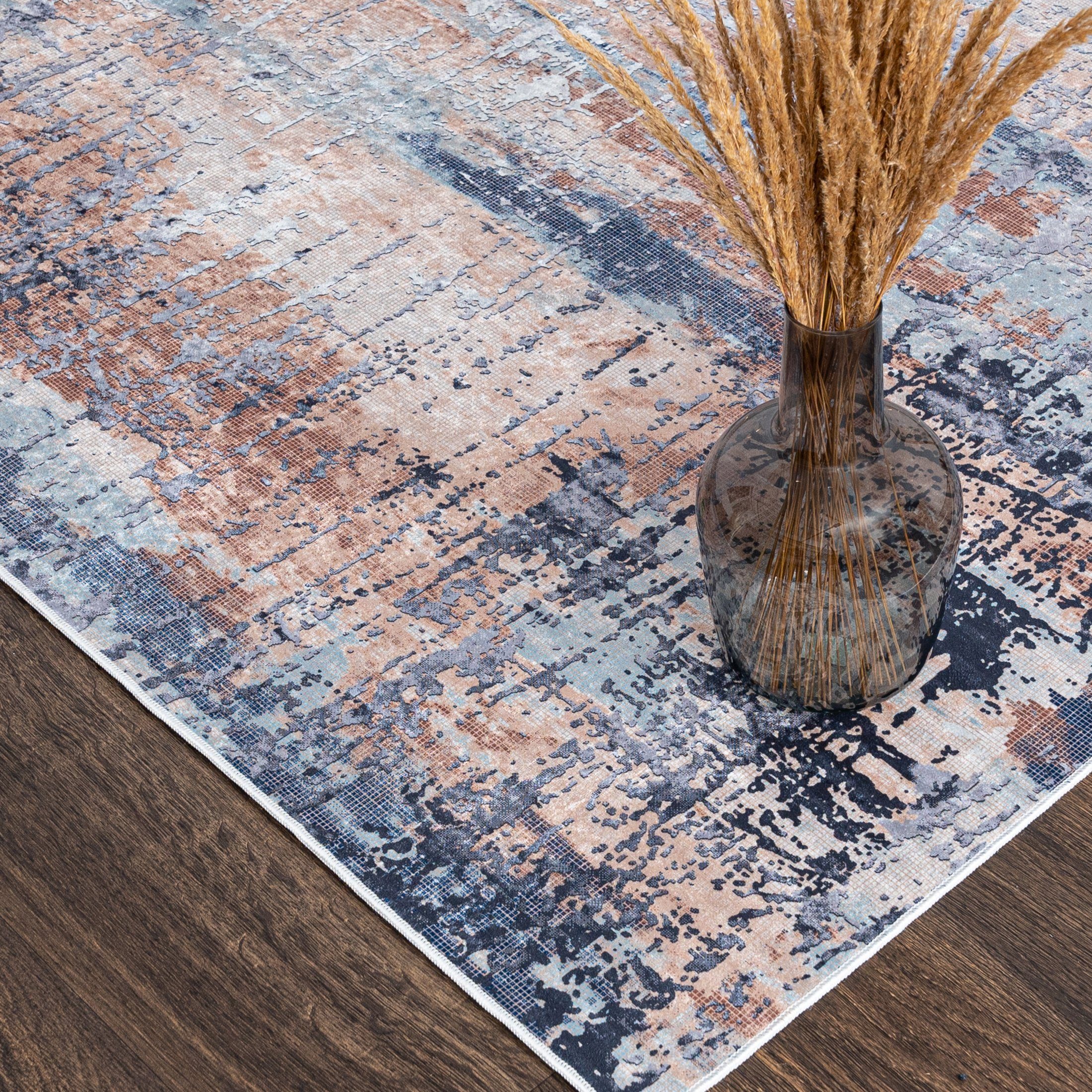 Mazovia Designteppich Modern Teppich für Wohnzimmer, Schlafzimmer, Esszimmer, 80 x 150 cm, Kurflor, Waschbar in Waschmaschine, Höhe 5 mm, Rutschfest – Bild 3 von 5