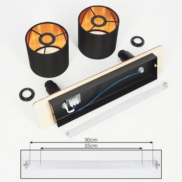 hofstein Deckenleuchte »Costa« Deckenlampe, Holz/Metall/Stoff, Hellbraun/Schwarz/Kupferfarben, ohne Leuchtmittel, Leuchte im skandinavischen Design mit verstellbaren Schirmen, 2xE14