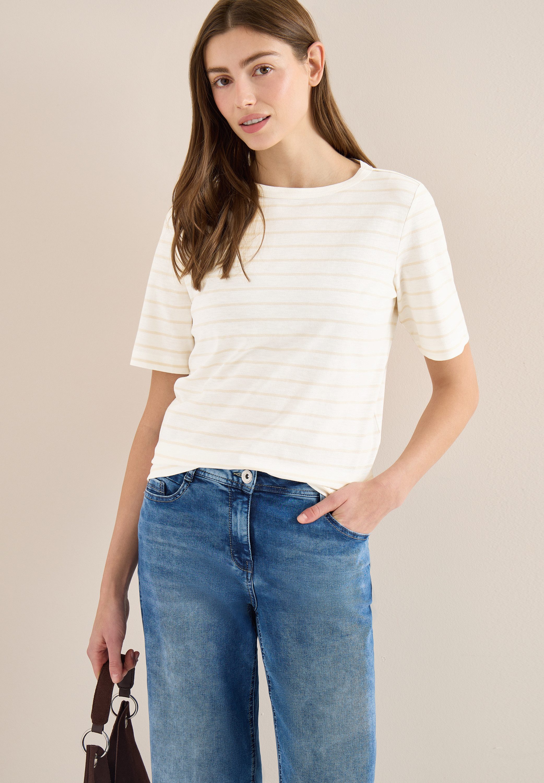 CECIL Rundhalsshirt Sommershirt im Streifen-Look