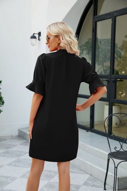 KIKI 2-in-1-Kleid Damen-Hemdkleid mit V-Ausschnitt und Rüschen – Sommerkleid