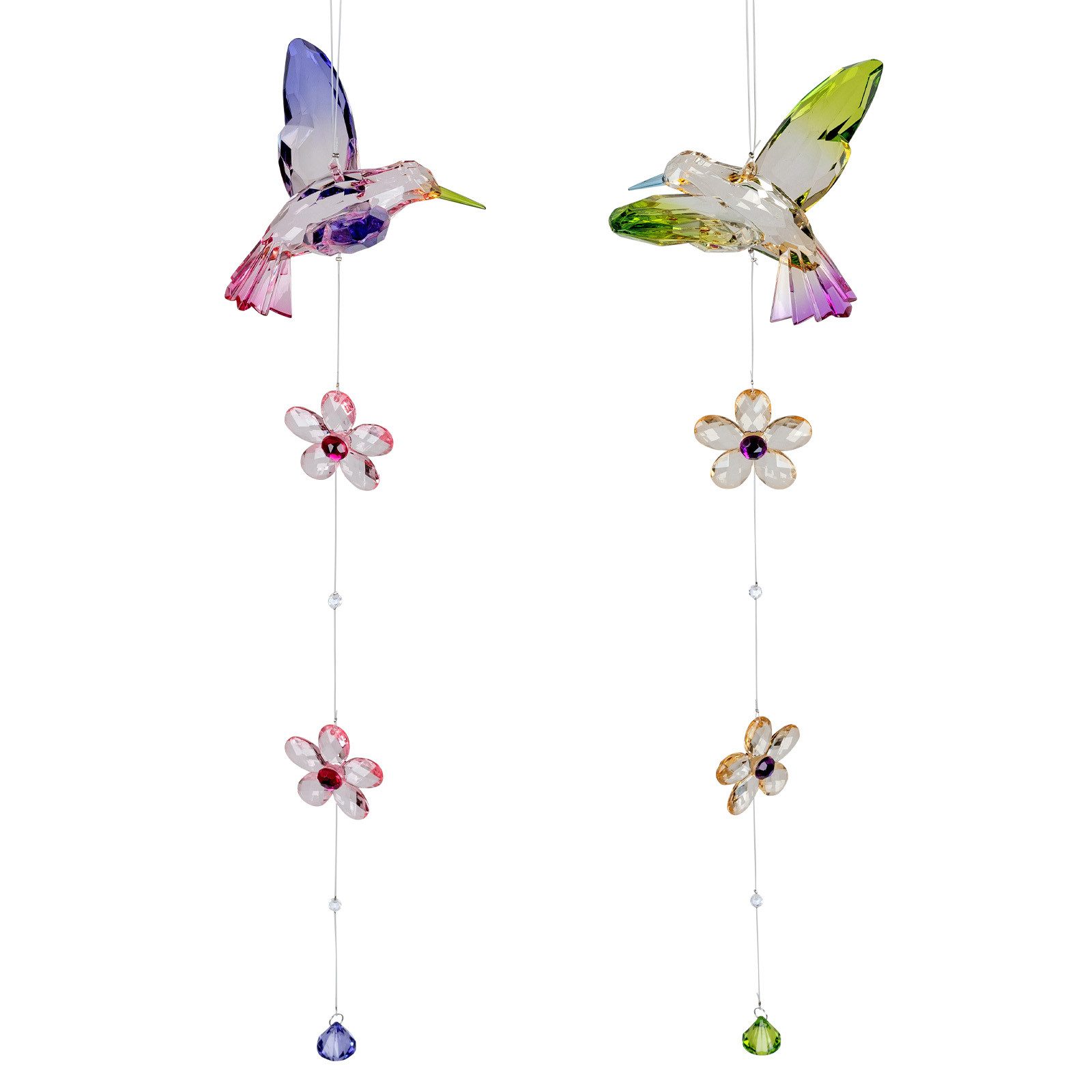 formano Dekohänger 2er Set Girlande Kolibri mit Blumen 18 x 50 cm - Fensterdeko Hänger (2-er Set)