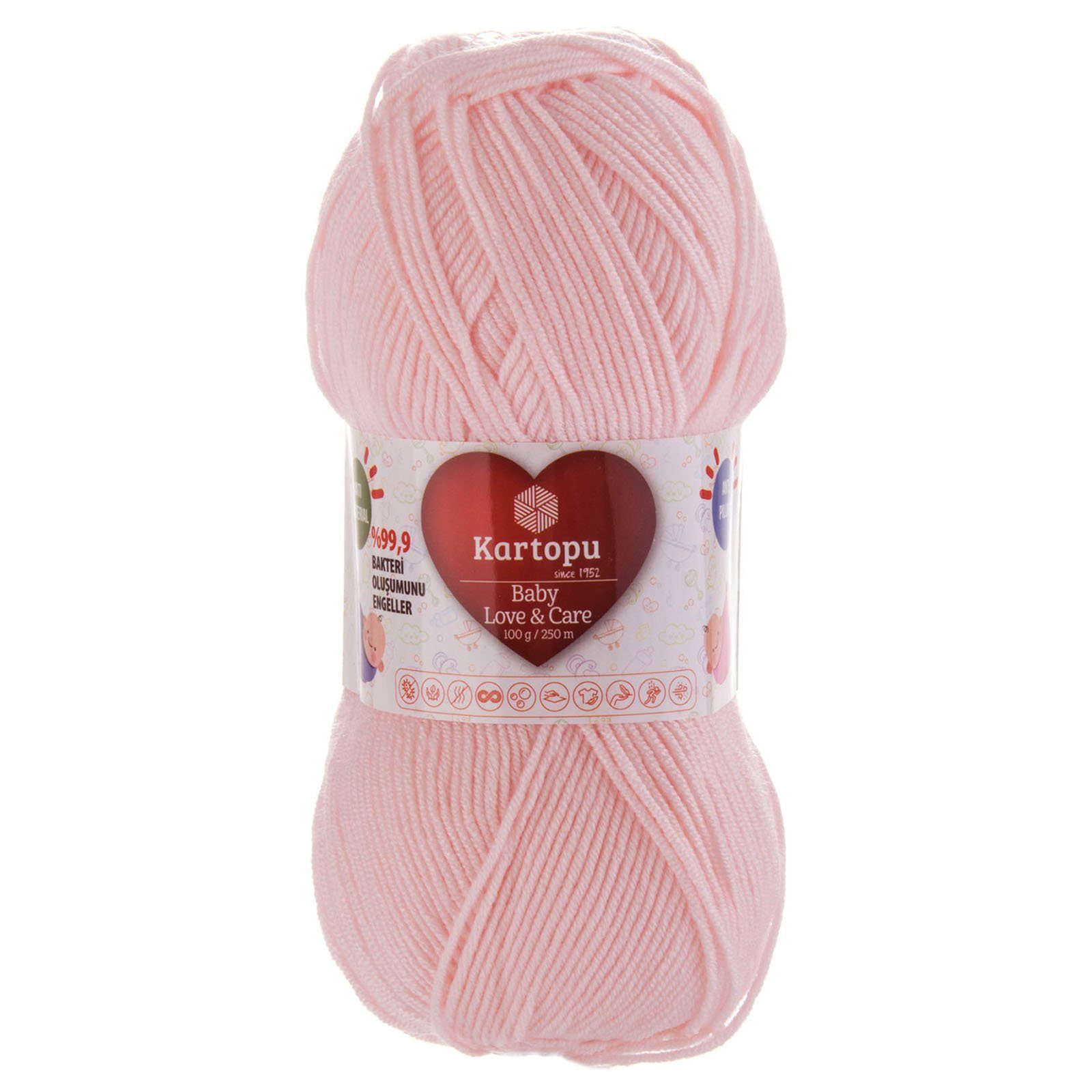 Kartopu 5 x 100g Strickgarn Kartopu Baby Love and Care Häkelwolle, 250 m, K255 babyrosa