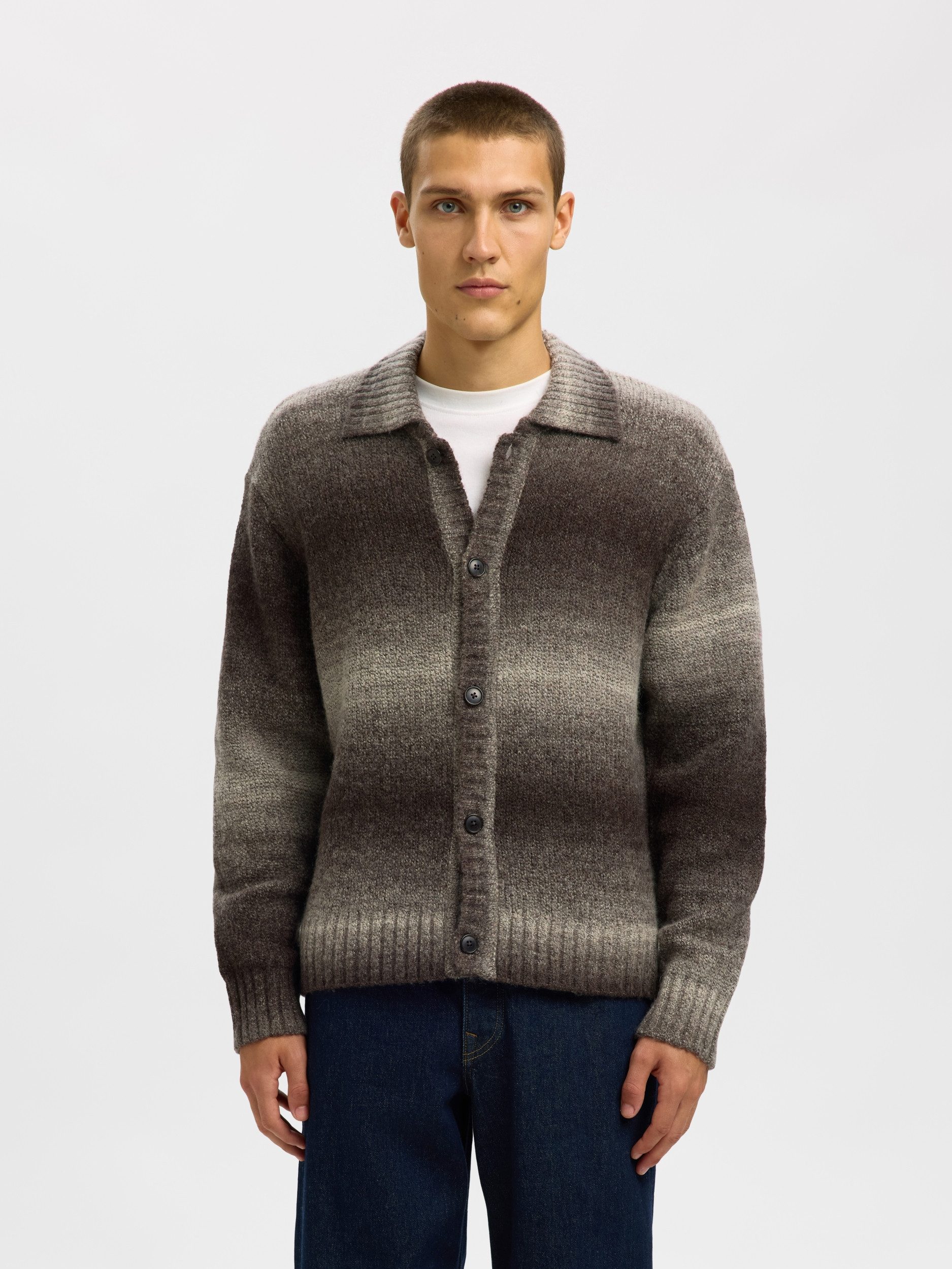 SELECTED HOMME Strickjacke SLHGAARD LS KNIT RELAXED POLO CARDI