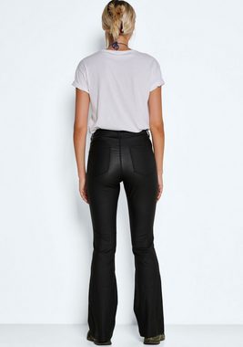 Noisy may Lederimitathose NMSALLIE HW FLARE COATED PANTS NOOS