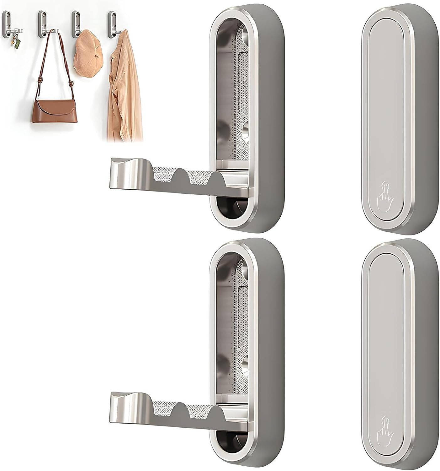 BlingBin Klapphaken 4 Stück Hakenleiste (Wandgarderobe), stabile, Schlafzimmer, Badezimmer, Kleiderschrank, Wohnzimmer, (4er Set, 4-St., 7,2 × 2,3 × 1,2 cm), Kleiderhaken für Schlafzimmer, Badezimmer, Küche und Wohnzimmer