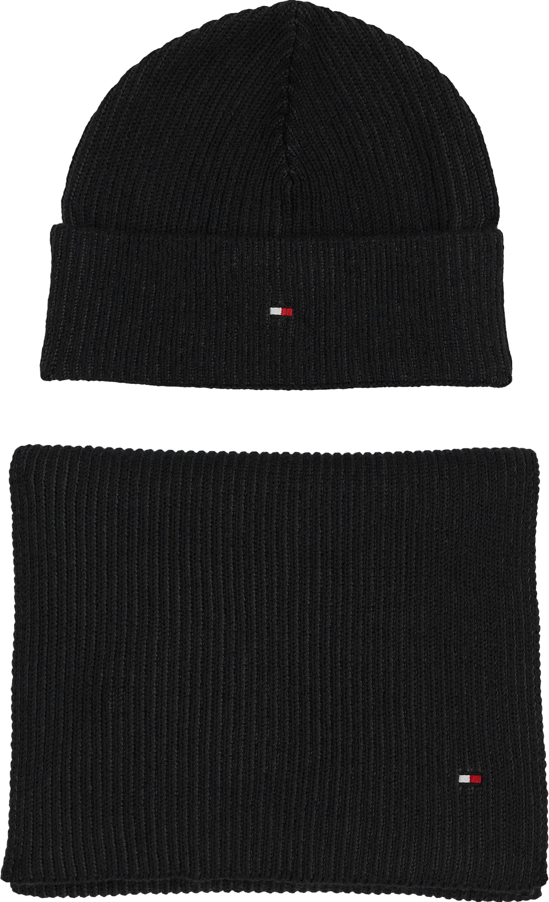 Tommy Hilfiger Beanie GP FLAG BEANIE & SCARF (Set, Mütze und Schal) Geschenkset Black