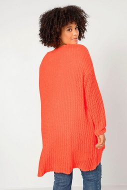 Angel of Style Fleecepullover Long-Pullover grob gestrickt V-Ausschnitt Langarm