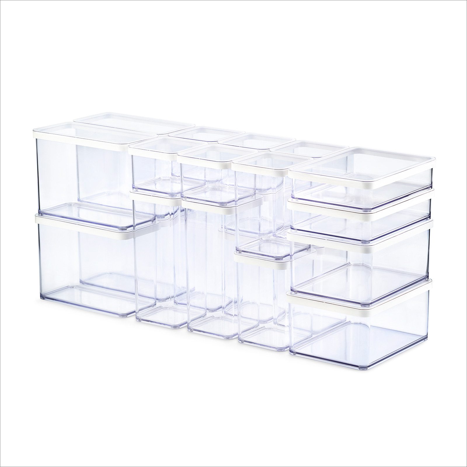 ROTHO Vorratsdose LOFT 24-tlg. luftdichte Lebensmittel-Aufbewahrung für Küchenschubladen, Kunststoff, (Aufbewahrungsboxen-Set, 24-teilig, verschiedene Größen, inkl. Deckel), Platzsparend stapelbar für Küchenschubladen geeignet