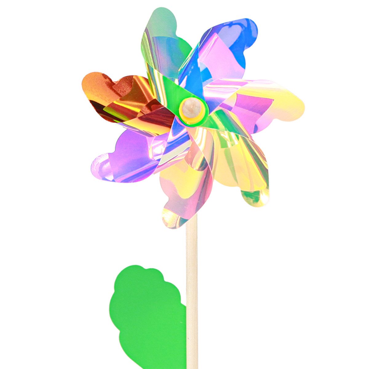 Vogelabwehr-Windmühle Irisierende Blumen-Windmühle Ø17,5cm Gartendeko 2er Set