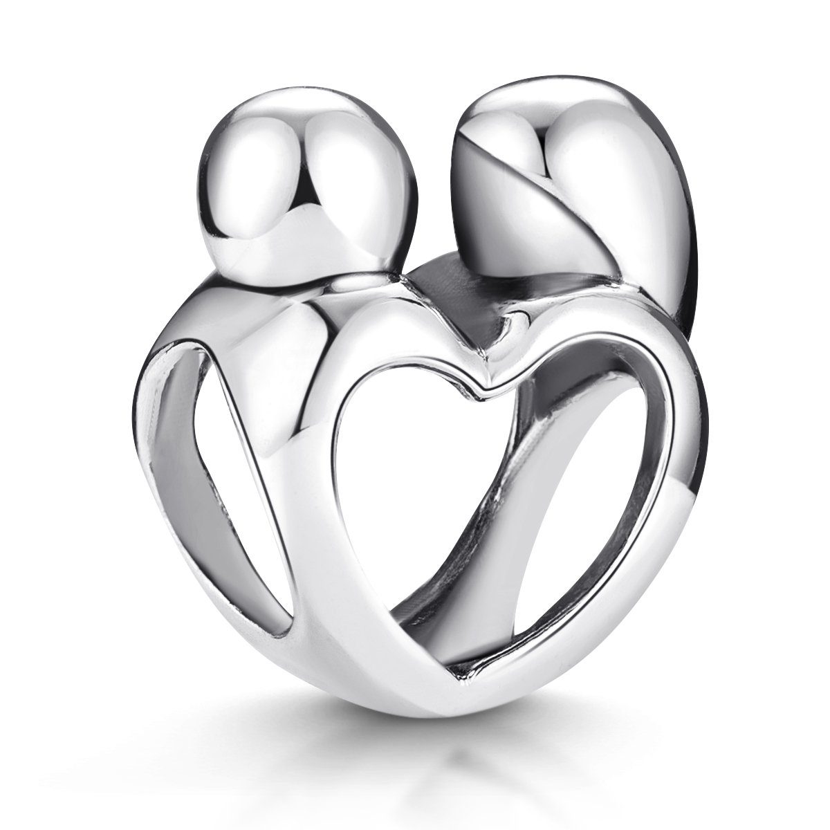 Materia Bead Silber Liebespaar / Ehepaar Kuss herzförmig antik 1546, 925 Sterling Silber
