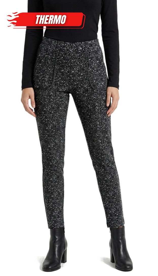 dy_mode Thermohose Damen Thermohose Gefütterte Winterhose Thermoleggings Middle Waist Middel Waist, mit Innenfutter, mit elastischem Bund