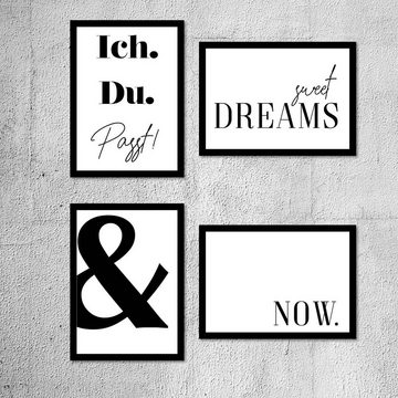 Platzset, Typo Poster-Set I 4 Print Plakate mit Sprüchen: Lieblingsplatz cest, younikat