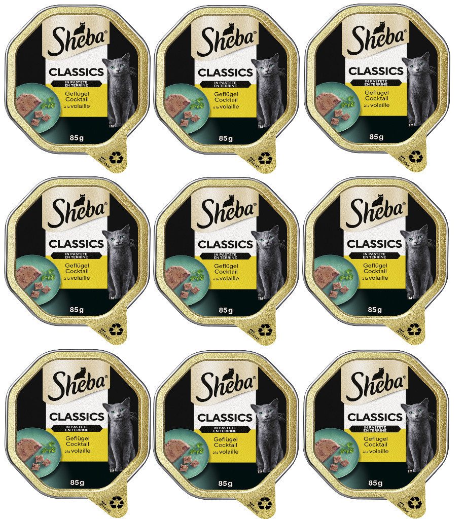 Sheba SHEBA® Schale Classics in Pastete mit Geflügel Cocktail 9 x 85g, für: Katze