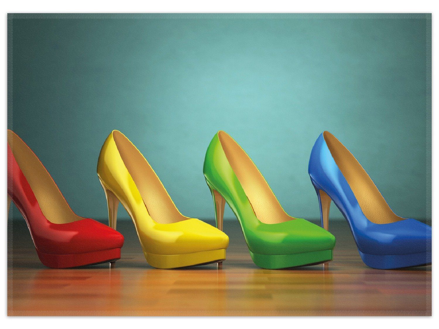 Wallario Teppich Bunte Schuhe - High Heels für Frauen, rechteckig, rutschfest