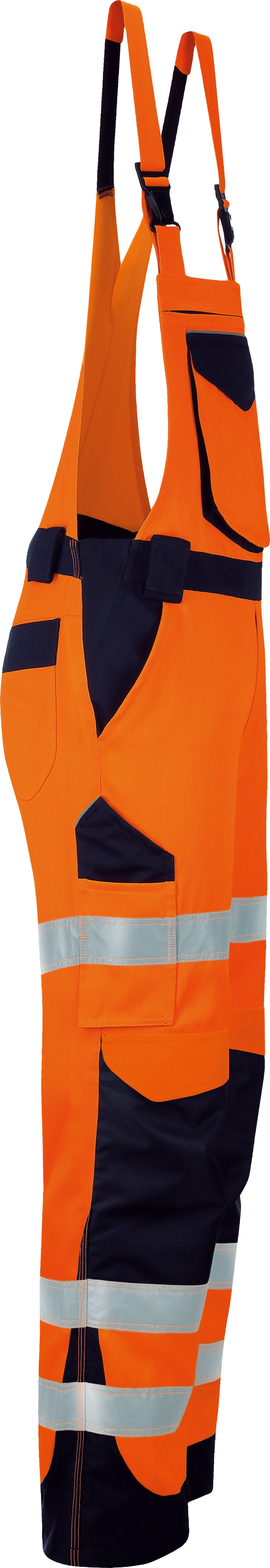 vizwell Arbeitslatzhose Warnschutz Latzhose Herren warnorange warngelb DIN zertifiziert, strapazierfähig, Knietasche aus Oxford-Material – Bild 5 von 5