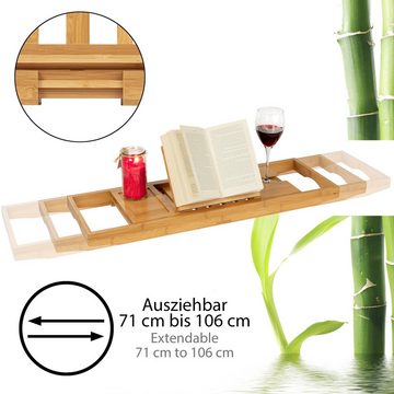 ONVAYA Badewannenablage Badewannenbrett aus Bambus-Holz, ausziehbares Badewannentablett