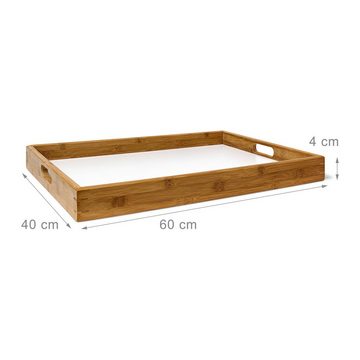 relaxdays Tabletttisch Tabletttisch Holz & Bambus 72 cm