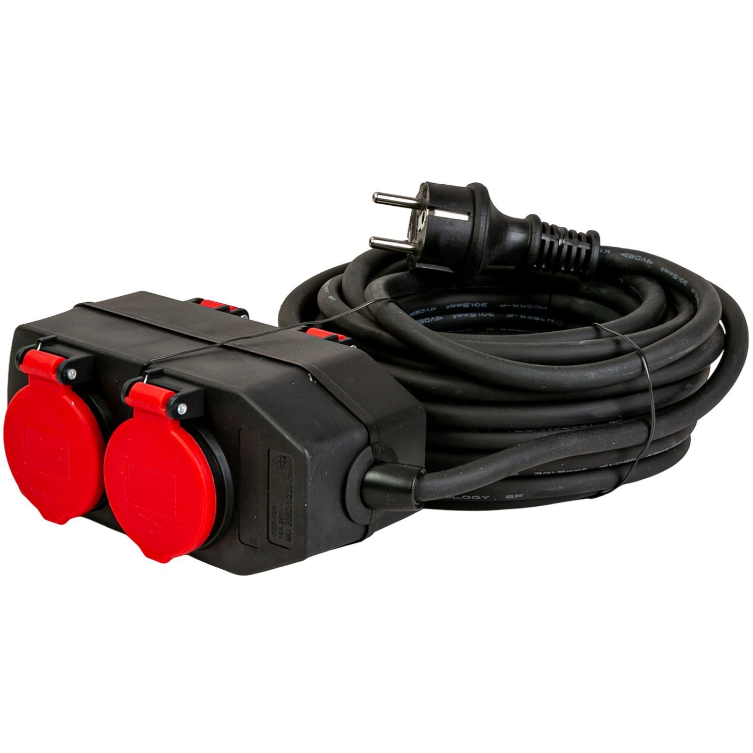 UNITEC Mehrfachstecker Garten-Steckdose 4-fach IP44 10m Steckdosenverteiler 4-fach (Klappdeckel, 10m Kabel, IP44 spritzwassergeschützt, Öse für Aufhängung, Schutzkontaktstecker, Kabellänge 10 m), Stromverteiler Block Verteilersteckdose Haken Garten Outdoor Werkstatt