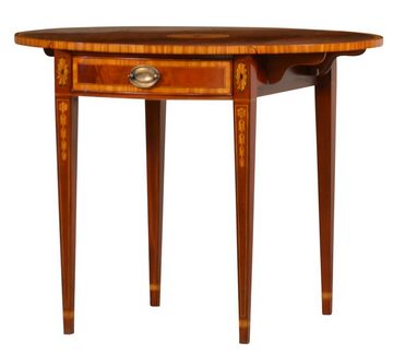 Kai Wiechmann Beistelltisch Pembroke Table Mahagoni mit Intarsien, Abstelltisch 95x76 cm, stilvoller Serviertisch, klappbare Tischplatte, liebevolle Details
