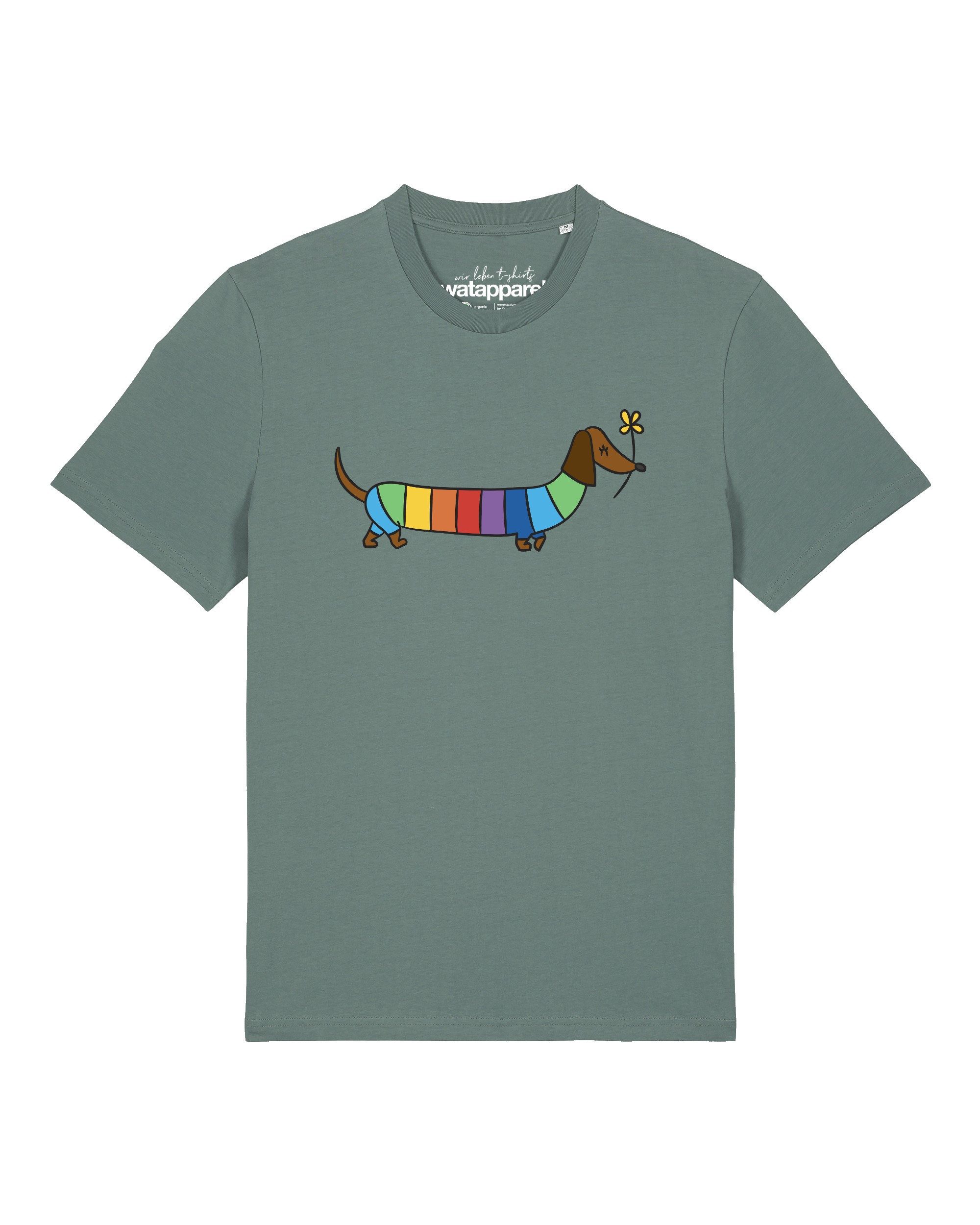 wat? Apparel T-Shirt Regenbogen Dackel