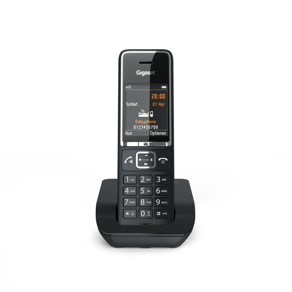 Gigaset COMFORT 550 schwarz Schnurloses DECT-Telefon (Mobilteile: 1, Freisprechfunktion, Hörgerätekompatibel, Babyphone-Funktion)