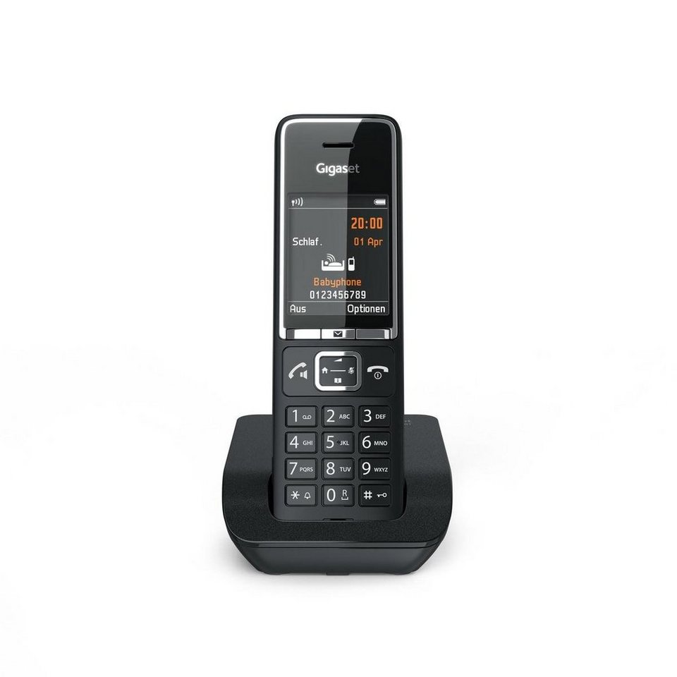 Gigaset COMFORT 550 schwarz Schnurloses DECT-Telefon (Mobilteile: 1,  Freisprechfunktion, Hörgerätekompatibel, Babyphone-Funktion), 2,2\
