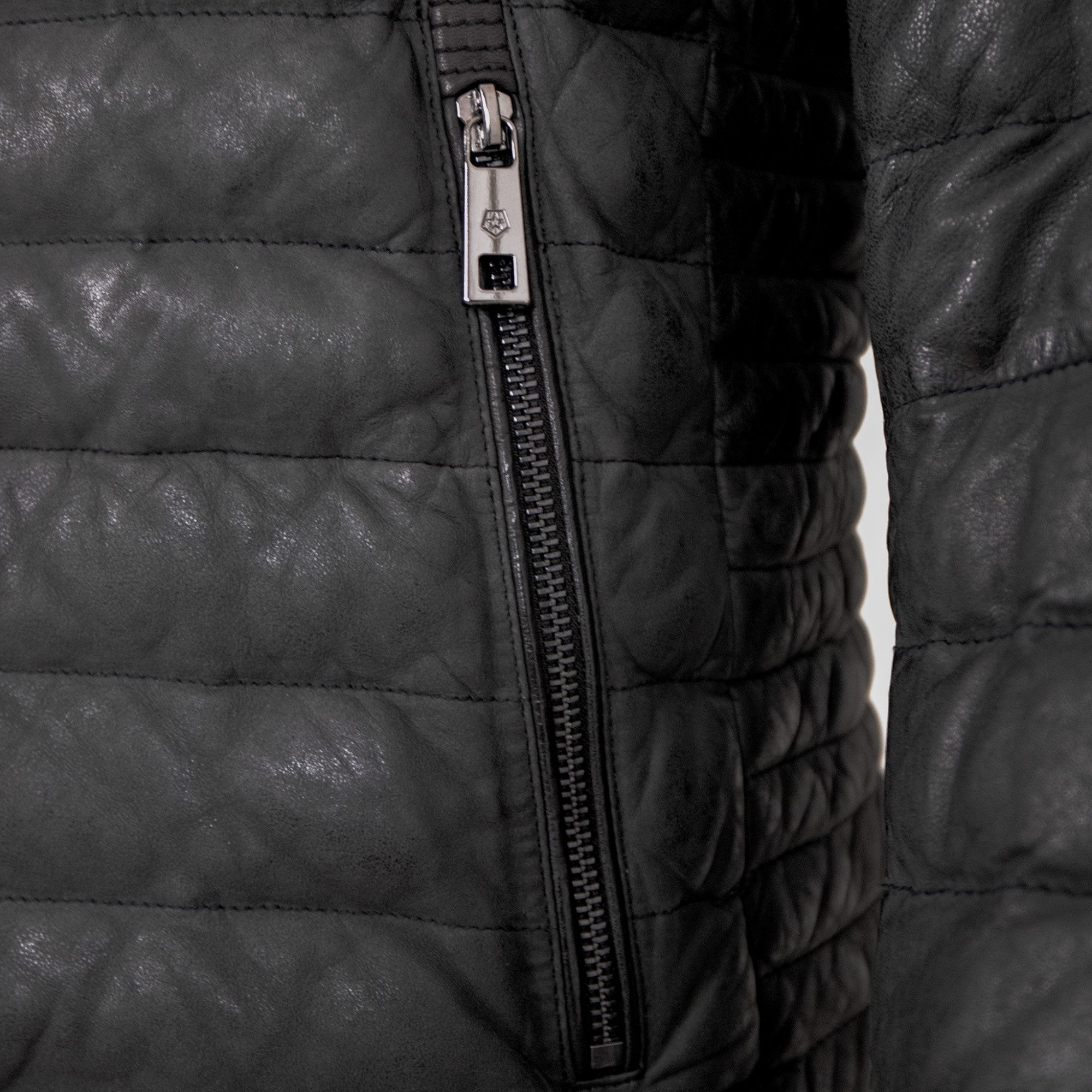 Milestone Lederjacke MSViano Milestone - Herren Lederjacke Steppjacke Lammnubuk Kapuze schwarz