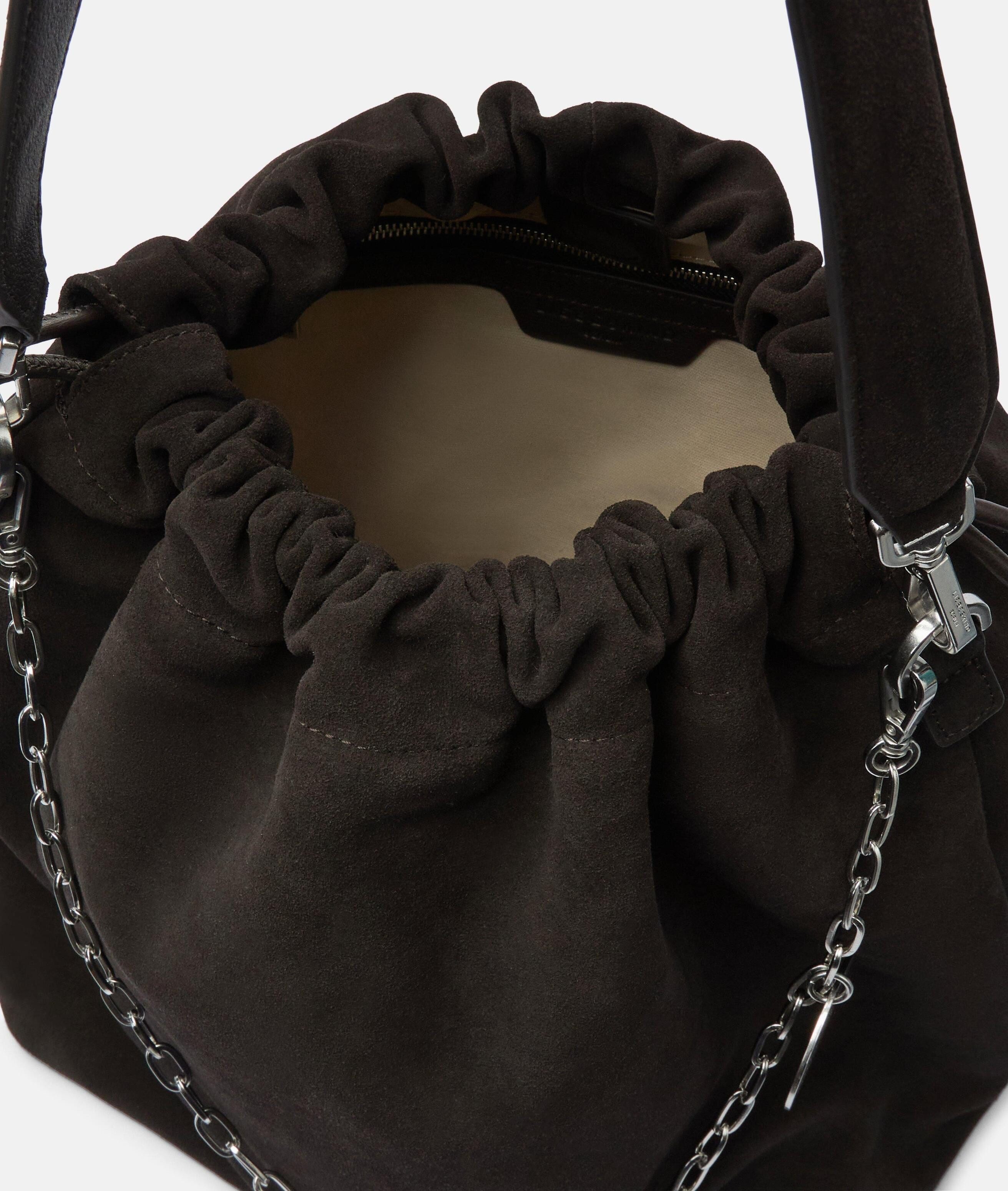 Liebeskind Berlin Schultertasche Lya II Hobo M, Geräumige Beuteltasche aus weichem Veloursleder