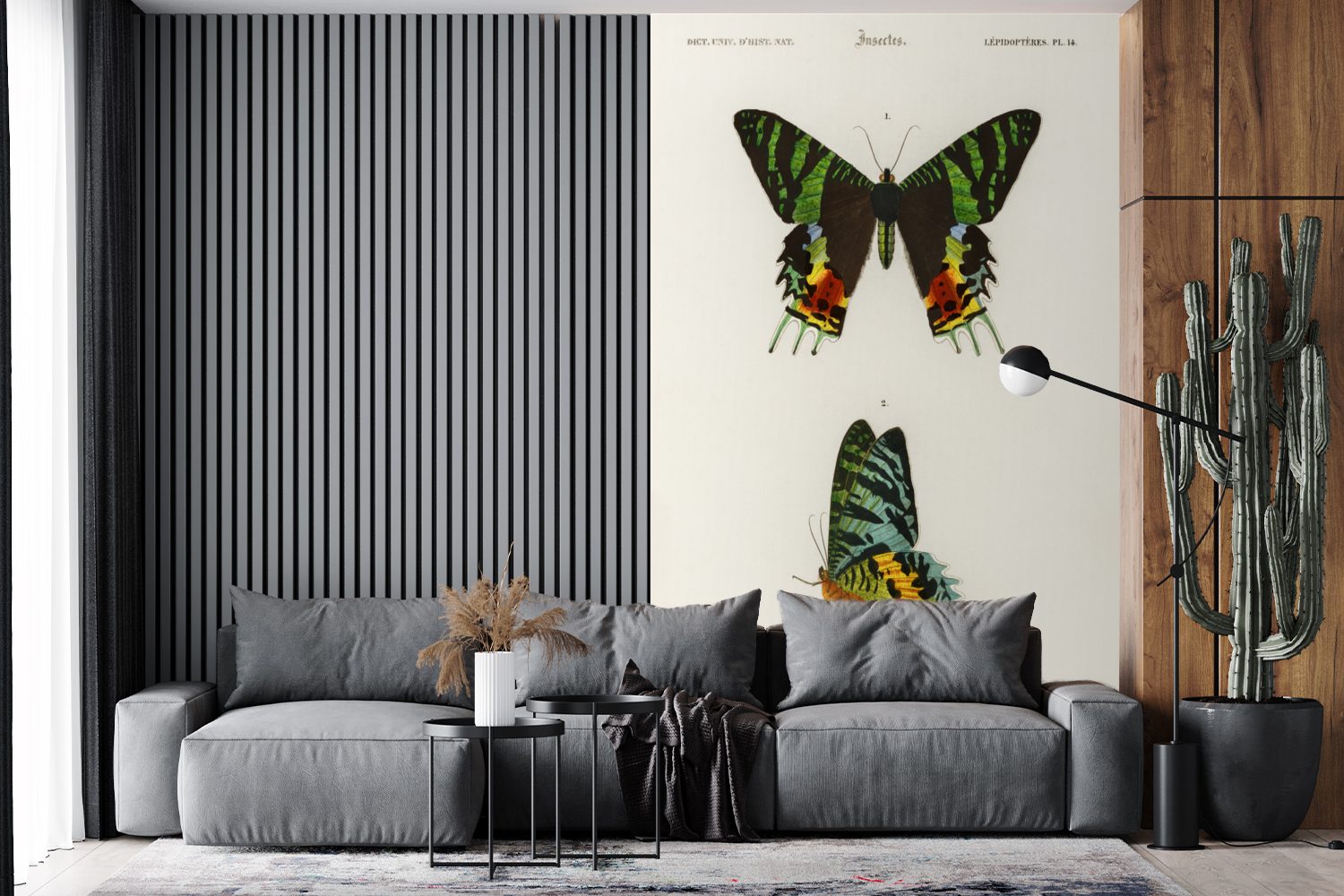 MuchoWow Fototapete Schmetterling - Vintage Tapete Wallpaper Matt, Kinderzimmer, - Schlafzimmer, Vinyl für Insekten, (3 St), bedruckt, Wohnzimmer
