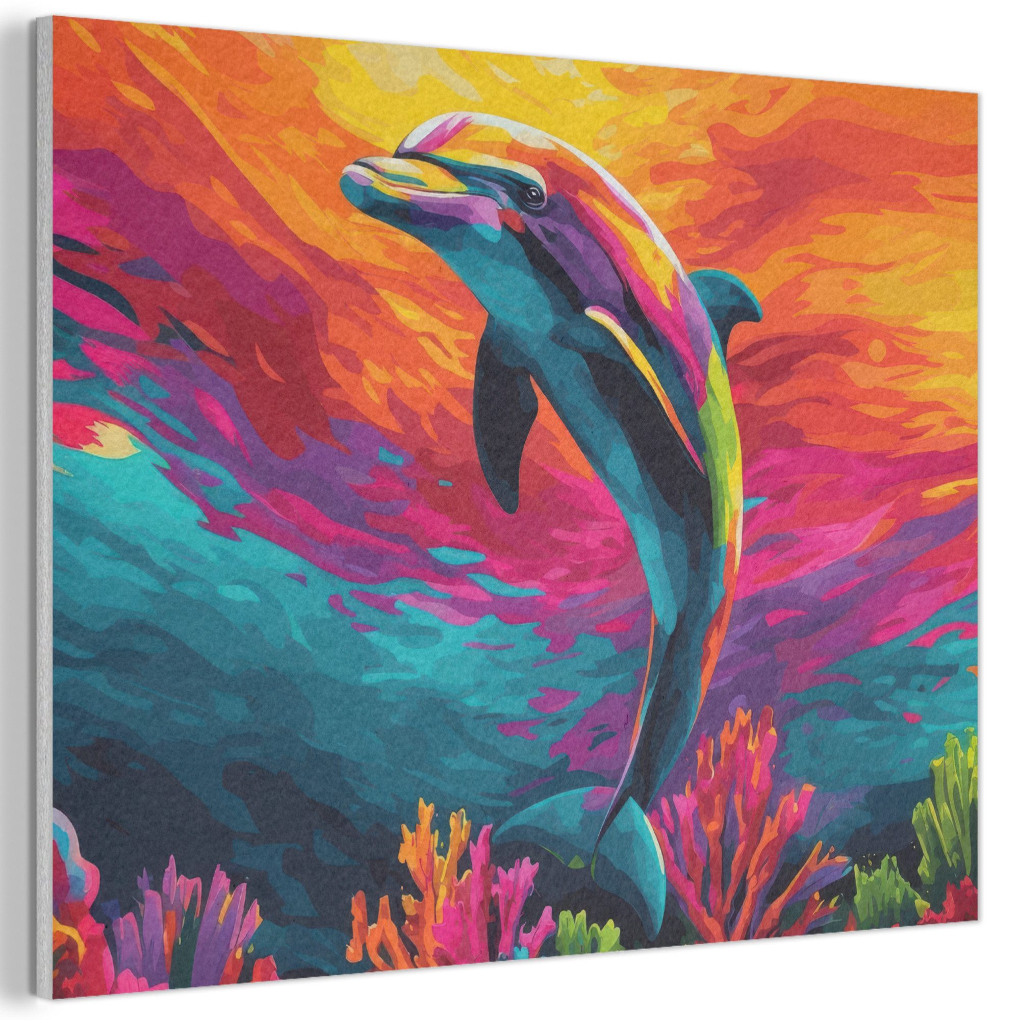 MuchoWow Gemälde Delfin - Farbenfroh - günstig online kaufen