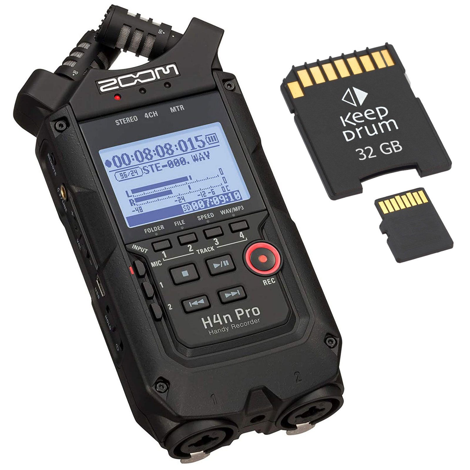Zoom Audio Zoom H4n PRO Black Handy Recorder + SD 32GB Digitales  Aufnahmegerät