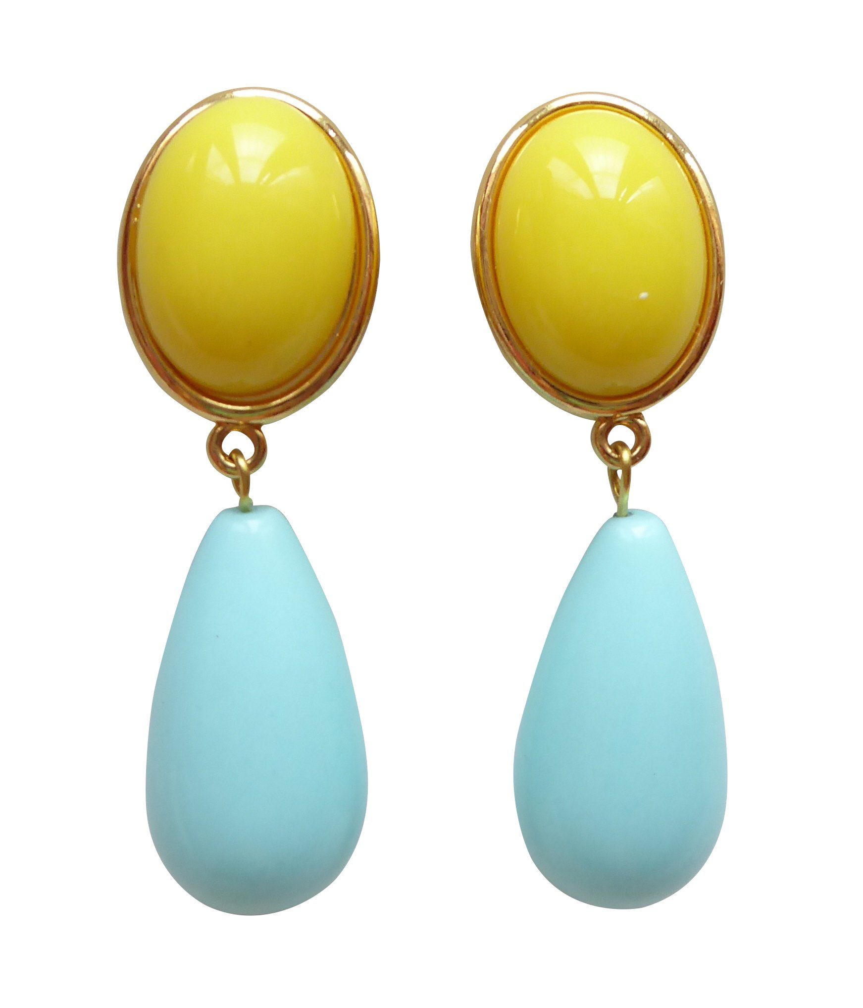 Mugello Paar Ohrclips Viola Clips gelb-mint schick Modefarbe Sommer Statement, made in Germany Designer JustWin, Statementohrringe