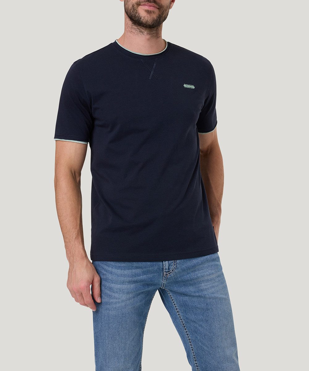 Pioneer Authentic Jeans T-Shirt mit kontrastfarbenen Details