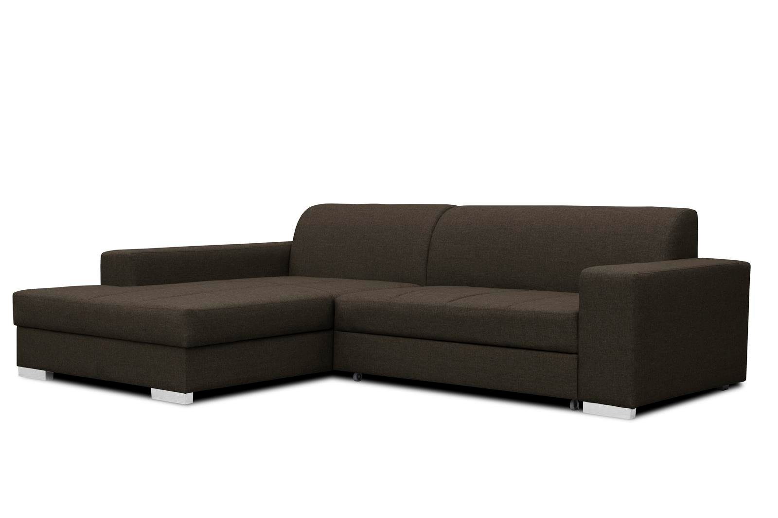 klassische 03) und Stil im Eckschlafsofa MISTER, oder Polsterecke inklusive Braun (sawana rechts, Beautysofa Wohnzimmer, für Bettkasten, links Ecke Relaxfunktion modernes