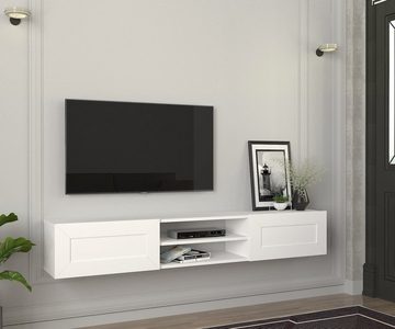 moebel17 TV-Regal TV Lowboard Hängend Piuma Weiß, modernes TV Lowboard in Weiß
