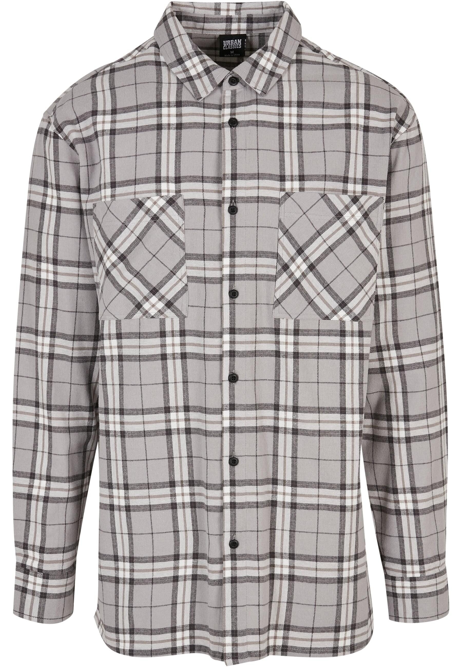 URBAN CLASSICS Langarmhemd Urban Classics Herren Long Oversized Grey Check Shirt (1-tlg)