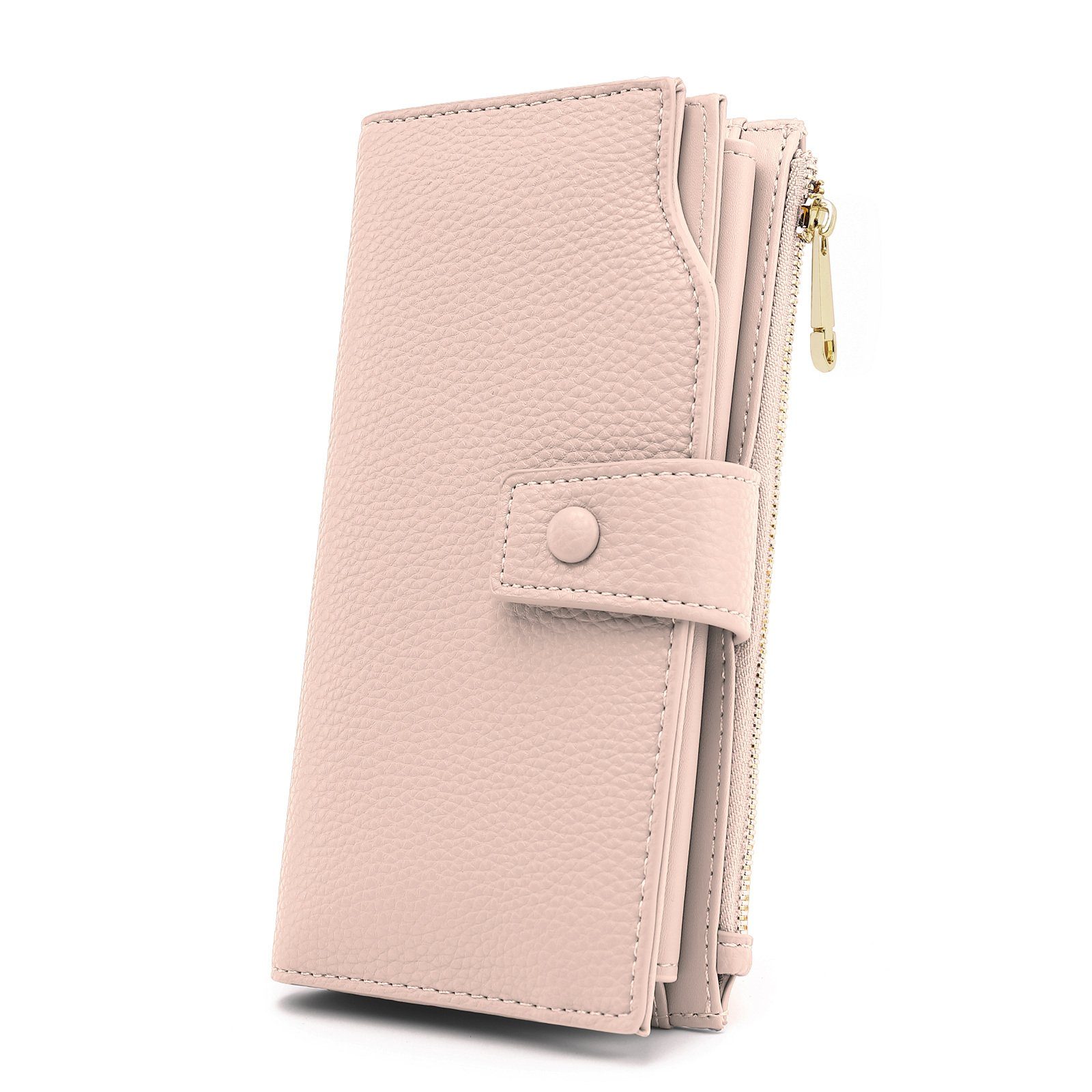 (Brieftasche), Frauen Portemonnaie hochwertigem Hellrosa Brieftasche Kunstleder TAN.TOMI Damen, Geldbörse für aus Lanyard Geldbörse mit