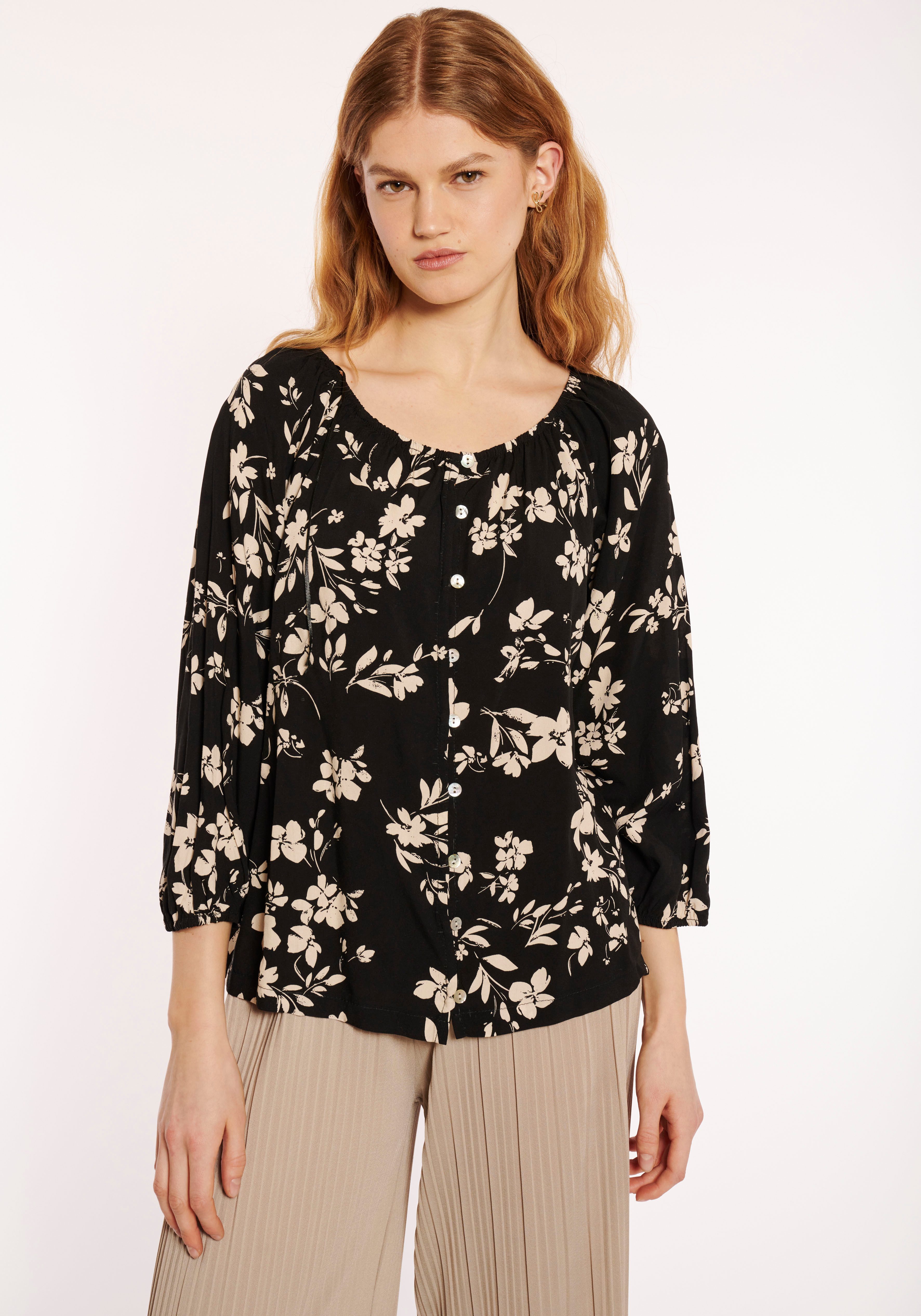 Druckbluse 3/4 V BL Su44na