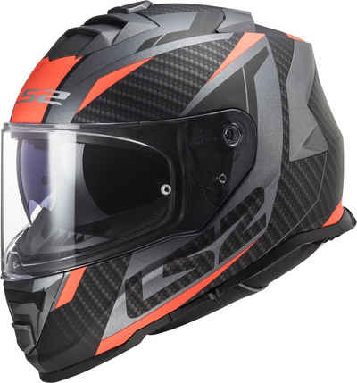 LS2 Motorradhelm FF800 Storm Racer titanium-fluo orange matt, sportlicher Integralhelm Motorradhelm Rollerhelm mit Sonneblende Damen Herren